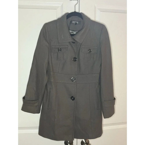 Kenneth Cole Reaction Trench Coat Wool Blend Peacoat Womens S Gray Neutral - Picture 3 of 7